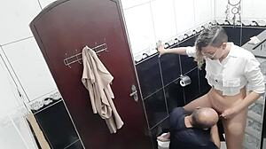 lesbian sucking and fucking filmed in bar bathroom