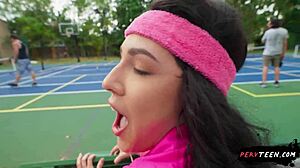 sneaky sex during tennis game with cute teen