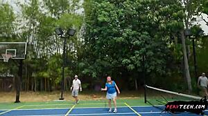 sneaky sex during tennis game with cute teen