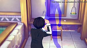 sword art online yaoi kirito handjob in japanese anime game