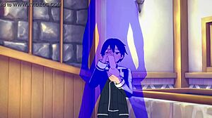 sword art online yaoi kirito handjob in japanese anime game