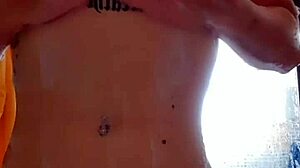 In the shower, she masturbates her big tits to an unlimited orgasm.