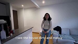 Maid Bends Over To Clean, Showing Her Sexy Body