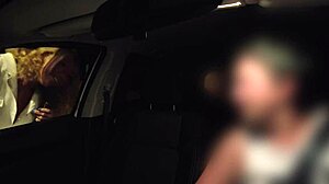 Deepthroat in a car with a hot milf and her moans are music to my ears
