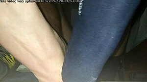 Blue Sweaty Socks And Barefeet Leading To Cumshot