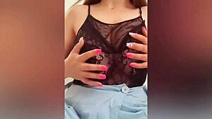 Intriguing Decision: Brunette Shows Huge Natural Tits On Camera