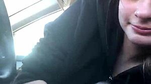 Lesbian Bestfriend Surprises With Sloppy Road Head in Car