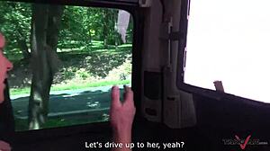 fat cock-hungry whore gets jizz in her mouth after backseat action
