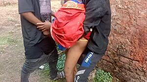 Outdoor First Time Threesome with Rupali Bengali Wife.