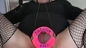 Crossdressing sissy dominates self in intense gay bdsm