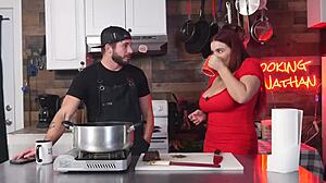 Horny Woman with Big Tits Fucks in Kitchen