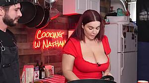Horny Woman with Big Tits Fucks in Kitchen