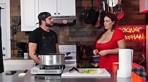 Horny Woman with Big Tits Fucks in Kitchen