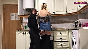 This slut loves dicks in the kitchen