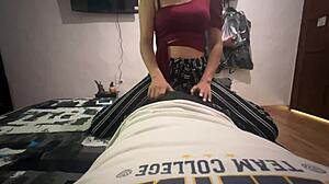 Colombian teen sucks close up to pay her rent fast