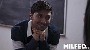 Milf Teacher Seduces Young Student in Lingerie