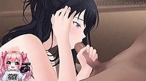 anime girl goes deep on cock and balls. can she take it all?
