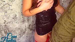 A MILF couple’s amateur adventure in a public setting before a night out at the club