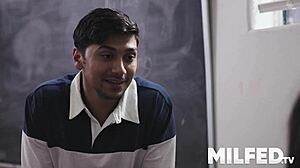 Milf Teacher Seduces Young Student in Lingerie