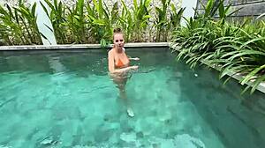 Horny Stepmother Elena Ross Blows In Pool.