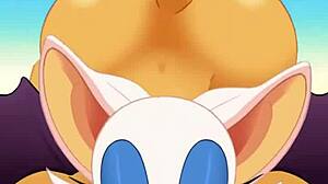 Man, Rouge sucks cock and swallows cum while ass-fucked!