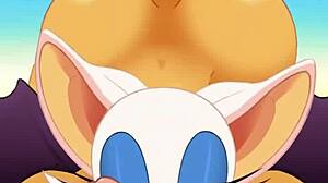 Man, Rouge sucks cock and swallows cum while ass-fucked!