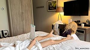 Public Dick Flash, I Pull Out My Big Cock in Front of Hotel Maid and She Helps Me Cum