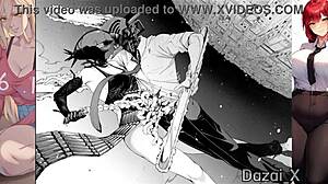 Beautiful women tied up in a hentai cartoon called Chainsaw Man