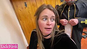 Married woman tempted by perverted priest in cleric attire