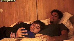 Stepsister begs for sleep on legs but avoids brother's cock