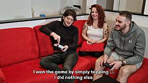 Stepsister rides brother's best friend, squirting as he plays videogames