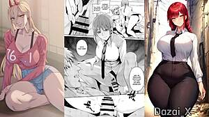 Beautiful women tied up in a hentai cartoon called Chainsaw Man