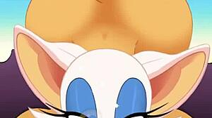 Man, Rouge sucks cock and swallows cum while ass-fucked!