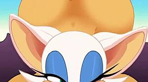 Man, Rouge sucks cock and swallows cum while ass-fucked!