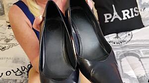 Close up of a bold beauty in pantyhose, talking dirty like an expert