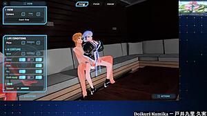 Android girl in AI-Deal-Rays hentai game delivers steamy blowjobs for health boosts.