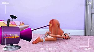 Perverted stepdaughter tests deep throat on camera for stepdad in Sims hentai animation 😜