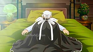 Blonde busty maid in anime hentai cartoon