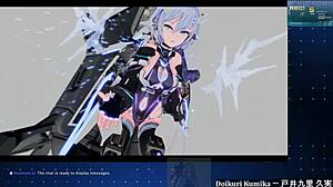 Android girl in AI-Deal-Rays hentai game delivers steamy blowjobs for health boosts.