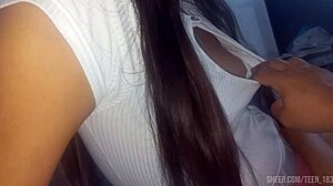 Skinny 18-year-old girl seeks connection and allows gentle fondling of her perfect breasts