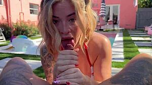 Blonde tatted big booby step sis begs for my cock on vacation