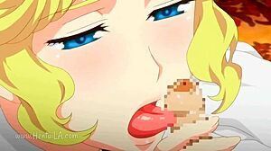 Blonde busty maid in anime hentai cartoon