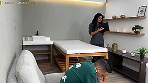 Hot Latina masseuse gets fucked on her big ass