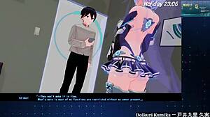 Android girl in AI-Deal-Rays hentai game delivers steamy blowjobs for health boosts.
