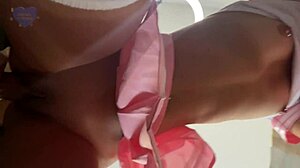 Slut Takes Two Big Cocks Through Gloryhole for Mouth and Pussy Cumshots