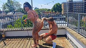 My muscular friend fucked me hard after training, sweaty and horny, he didn't stop and I moaned like a bitch.