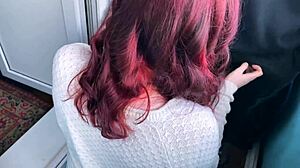 Holy Crap! Public Blowjob on Balcony with Tight Brunette!