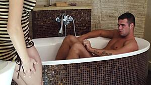 Hot shower scene ends up in hot sex with a blonde beauty