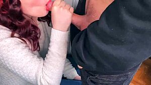 Beautiful amateur gives deepthroat blowjob on the balcony