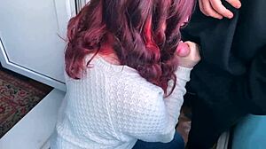 Holy Crap! Public Blowjob on Balcony with Tight Brunette!